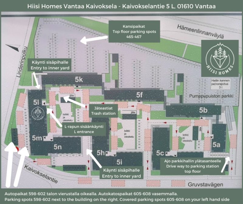 Hiisi Homes Vantaa Kaivoksela kohdekartta