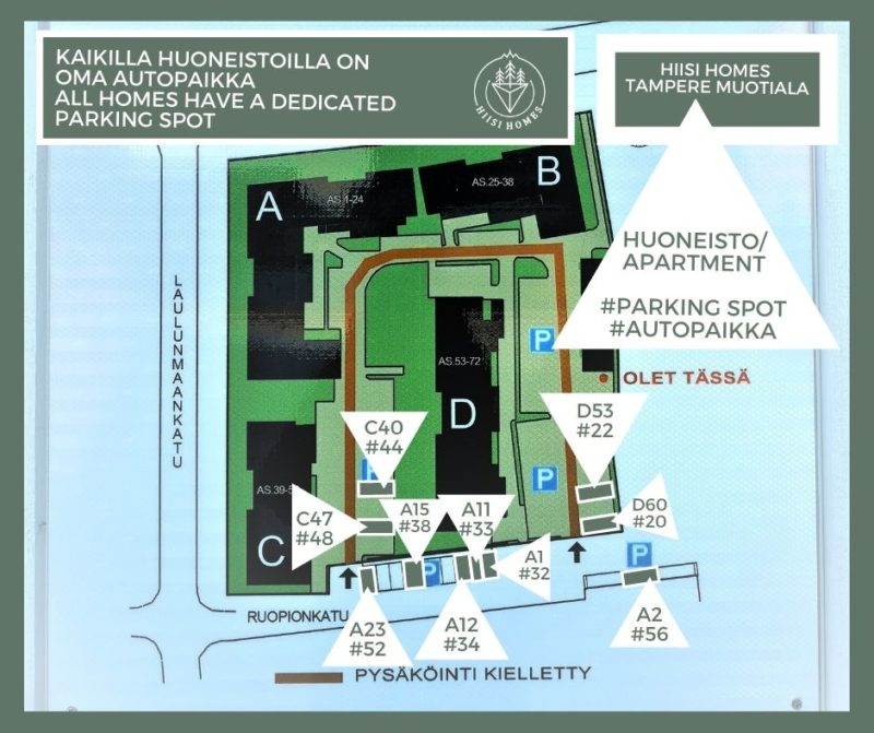 Hiisi Homes Tampere Muotiala - Ruopionkatu 6 - pysäköintikartta - parking map