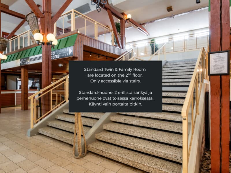 Standard Twin ja perhehuone käynti vain portaita pitkin, accessible via stairs only